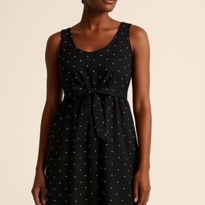 Banana Republic Black Dotted Sleeveless Dress with Under-Bust Tie – Size 8